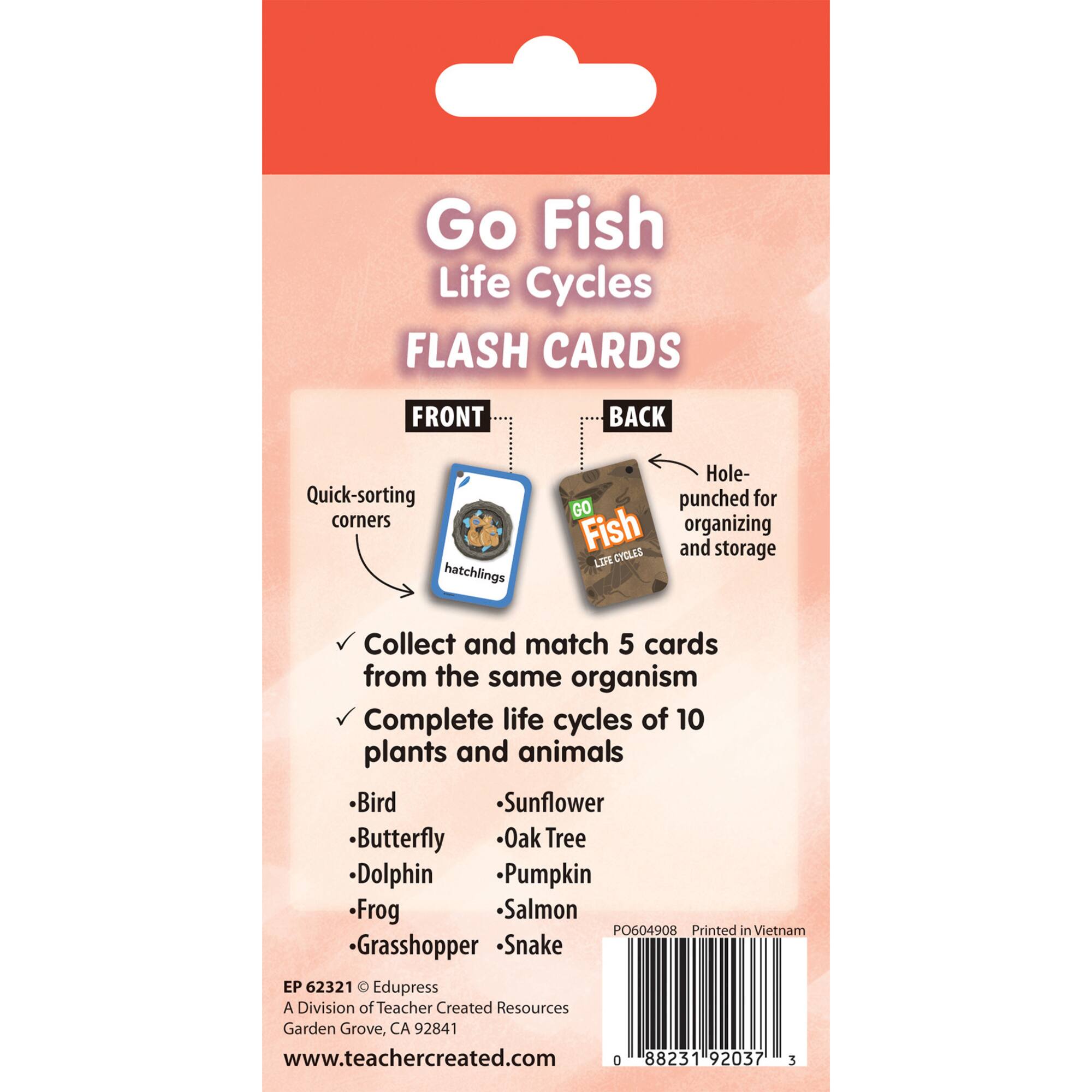 Edupress™ Go Fish Life Cycles Flash Cards, 6 Packs of 58
